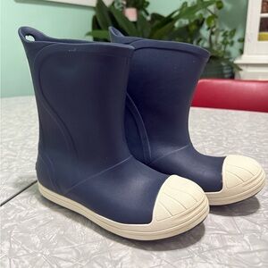 Crocs Boys Navy and Cream Rain Boots